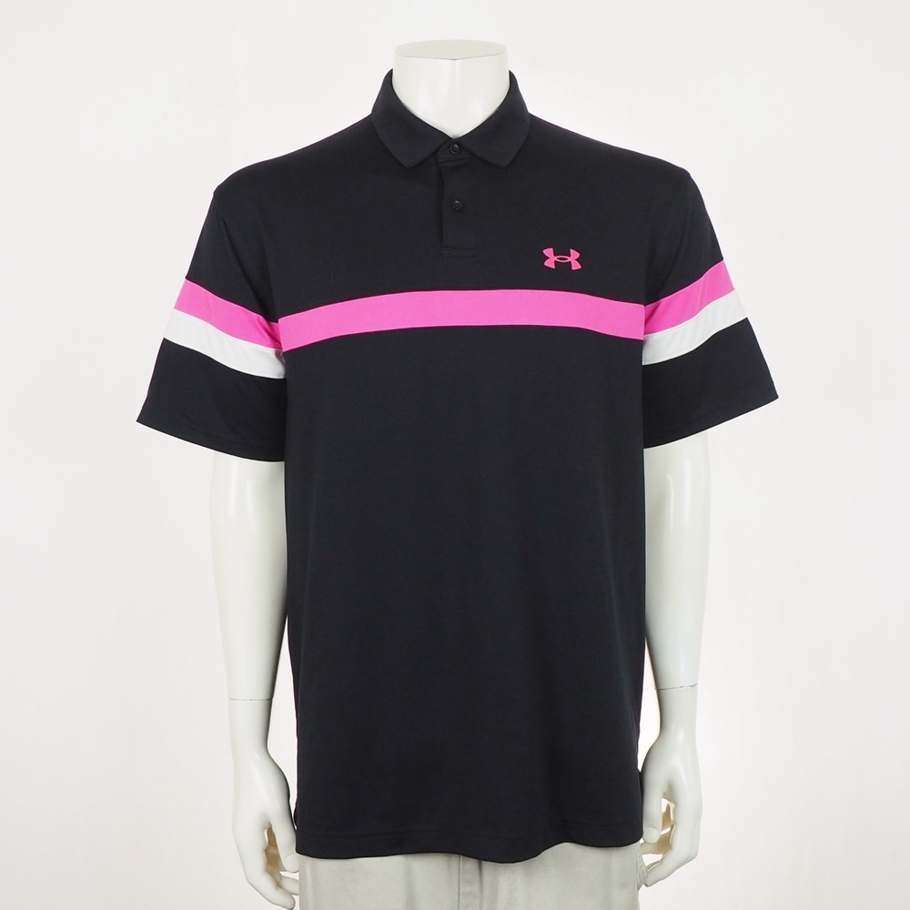 Under Armour T2G Blocked Golf Polo Shirt Mens Large Black Performance Blend